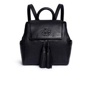 Tory Burch Thea black pebbled mini backpack